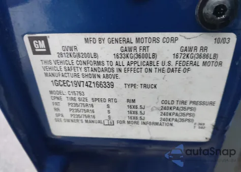 2004 Chevrolet Silverado 1500 из США, поврежденный, VIN 1GCEC19V74Z166339